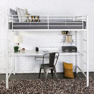 Eenvoudige En Mode Stijl! Student Slaapzaal Metalen Loft Bed Met Bureau
