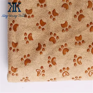 pvc dotted fabric paw prints non slip polyester suede fabric