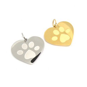 Pendentifs animaux Graver Collier Métal Argent Patte de <span class=keywords><strong>Chien</strong></span> Bijoux Graver Pendentifs Charms Making Jewelry Stainless Steel Cute Charms - Product Image 3