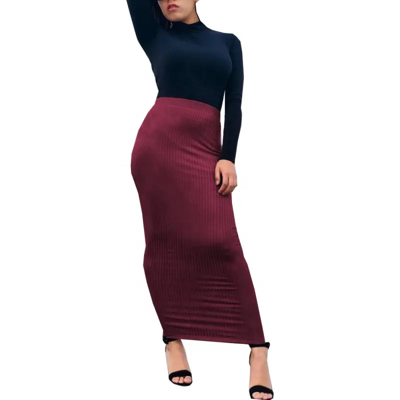 2019 गर्म बिक्री मुस्लिम महिलाओं बुनना कपास स्कर्ट तंग फैशन लंबी स्कर्ट