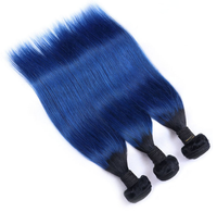 Ekstensi Rambut Manusia Kutikula Penuh Biru, Dua Warna Remy Rambut Manusia Ombre Tenun/Produk Rambut Remy Alami 1b/Biru
