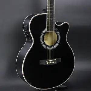 Giá Rẻ Trung Quốc Electric Guitar 40 Inch Trắng Acoustic Guitar Với 4 Ban Nhạc EQ Pickup