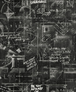 <span class=keywords><strong>Papier</strong></span> <span class=keywords><strong>peint</strong></span> vinyle pour salle d'étude, style nostalgique, tableau noir, formules de calcul et modèles, divers motifs de <span class=keywords><strong>graffiti</strong></span> - Product Image 4