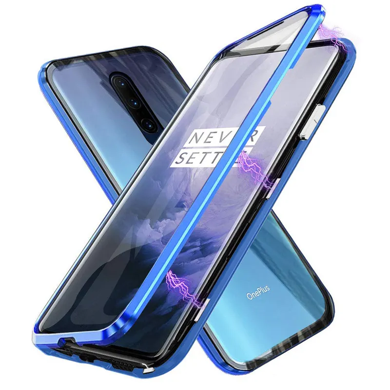 Hot Mobile Accessories Tempered Glass Cover Case for One plus 7 Pro, Ultra Thin Magnetic Glass Phone Case for OnePlus 7 Pro