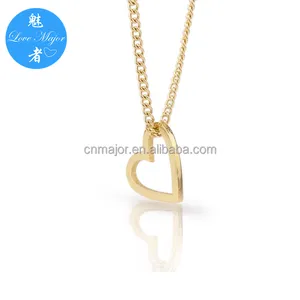 18K Gold Plated Love Heart Shape Charm Choker Stainless Steel Necklace Fashion Jewelry For Women
