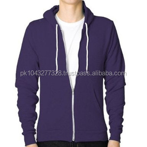 Sweats à capuche et sweatshirts d'hiver à fermeture éclair pour hommes en polyester teint uni/coton - Product Image 3