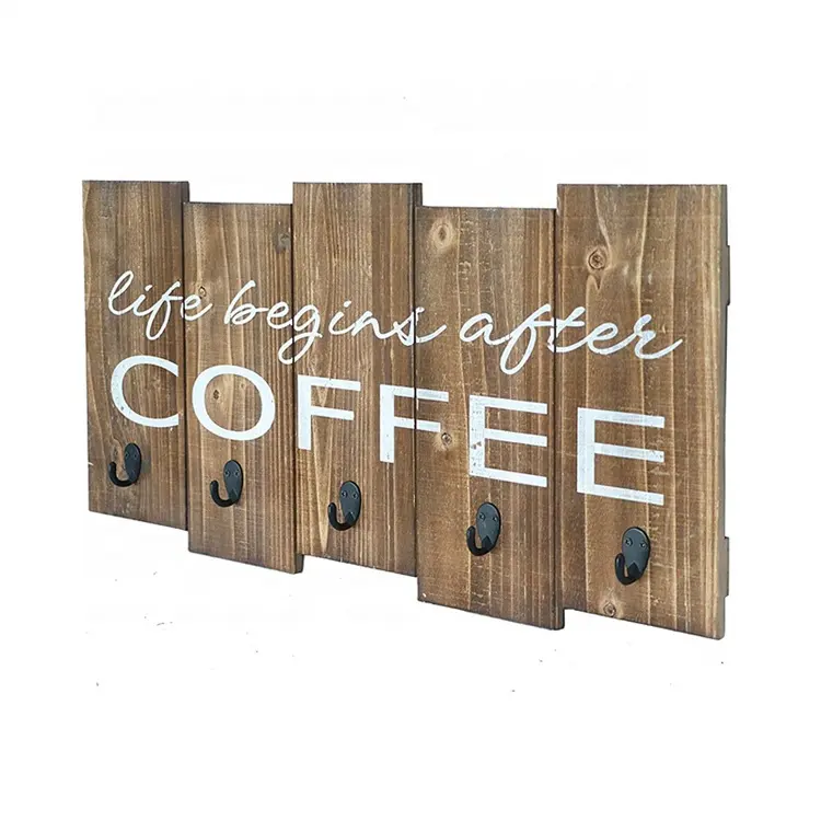 कॉफी मग कप प्रदर्शन रैक धारक दीवार सजावट साइन देहाती लकड़ी रसोई बार कैफे घर की सजावट के घर और कार्यालय के लिए सजावट