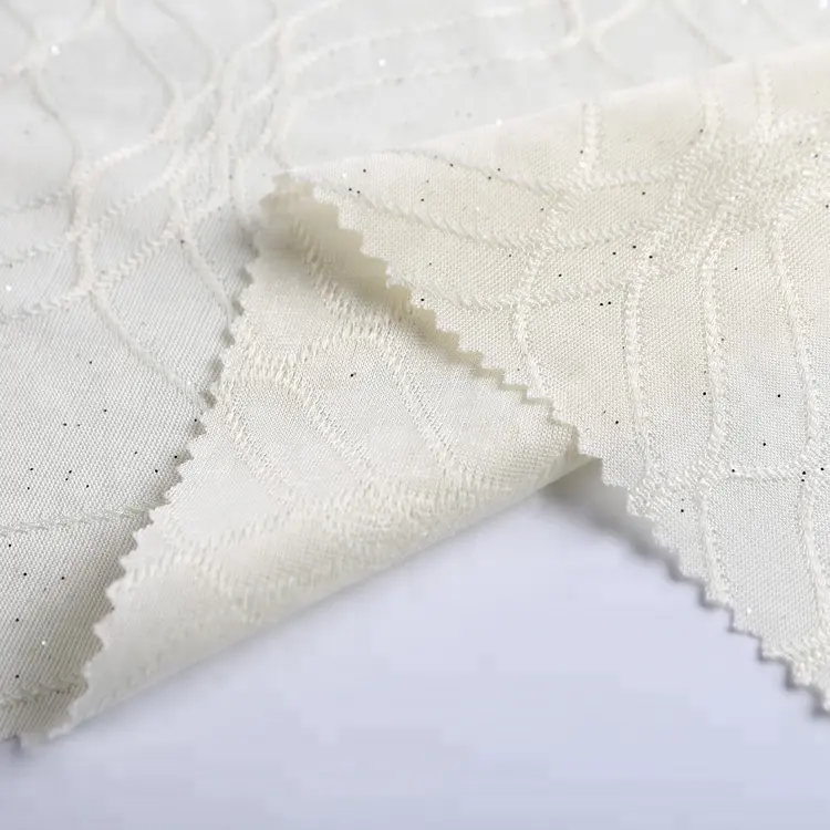 Özelleştirilmiş tasarım 118D jersey 100 polyester tgy örme jakarlı likra spandex giysi kumaşı