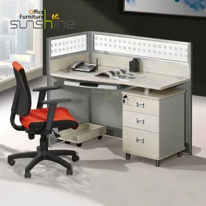 Conjunto de muebles de oficina para el personal, divisor de aluminio, Color Pino, muebles de oficina