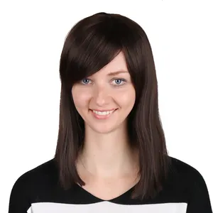 fake human hair lace front half wigs with bangs instant hair color