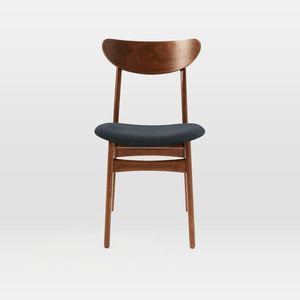 Chaise de salle à manger avec pieds coniques ovales, siège blanc classique, confortable, rembourré, ovale - Product Image 5