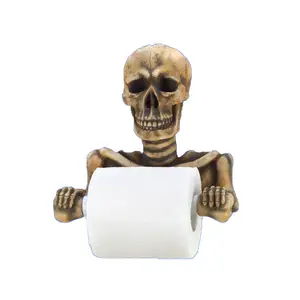 Toptan fabrika doğrudan tedarikçi kafatası tasarım tuvalet kağıdı tutucu banyo aksesuarları reçine rulo kağıt havlu tutucu