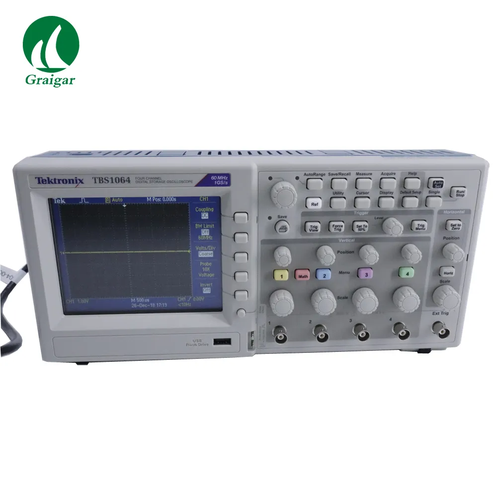 Osciloscopio de almacenamiento Digital Tektronix TBS1064, 60 MHz, 4 canales, muestreo 1GS/s, 2,5 k puntos, longitud de registro