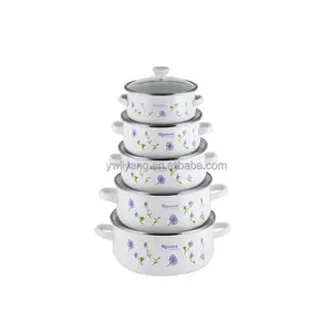 5 unid/set especial accesorios de cocina de mejillón pote con tapa de esmalte mussle olla de esmalte cazuela con tapa de vidrio