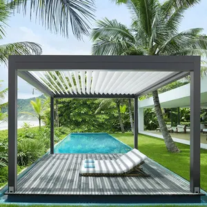 กวางโจวผู้ผลิตราคาถูกอลูมิเนียมกันน้ำซันรูฟ pergola ศาลา