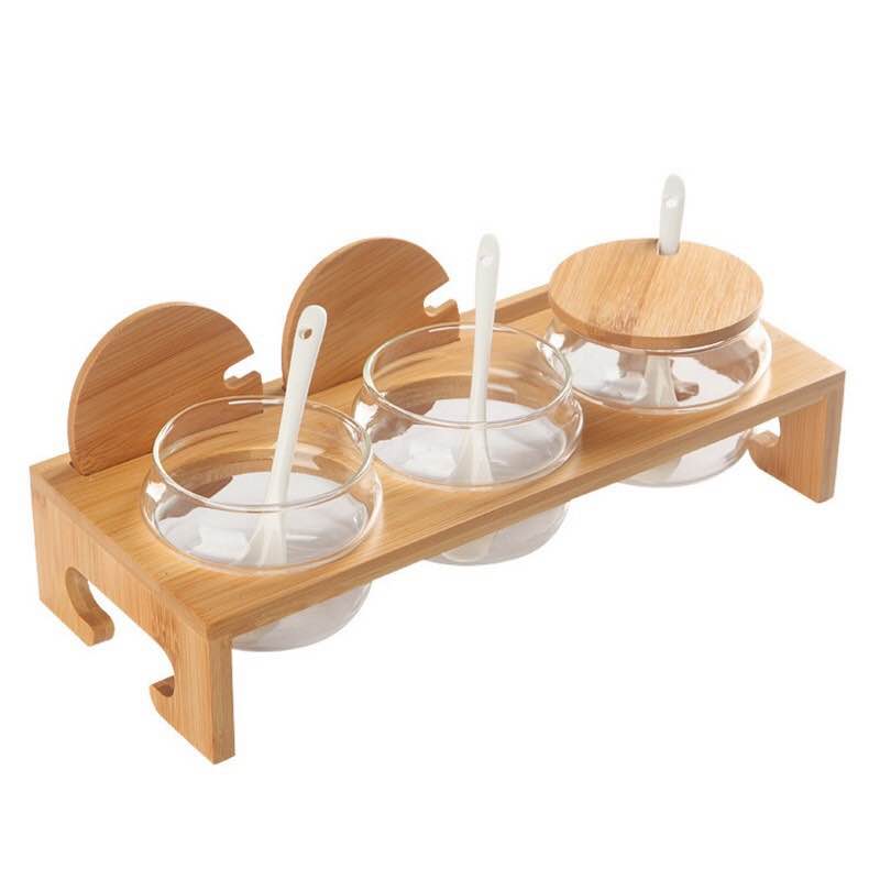 glass cover kitchen seasoning jar seasoning box moisture-proof sugar salt cruet suit staroge