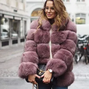 Fashion Plum Purple Whole Skin Fur Women's Winter Long Natural Fox Fur Coat