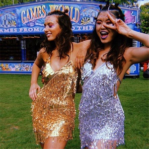 Robe latine avec frange Salsa <span class=keywords><strong>Tango</strong></span> Dance Tassel Dress Party <span class=keywords><strong>Club</strong></span> Festival Sequin Fancy Dress - Product Image 2
