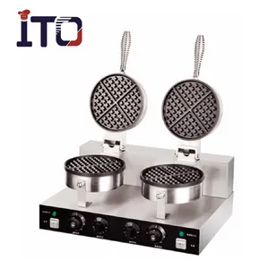 Commercial Counter Top Dual Head Electric Automatic Waffle Making Machine for food truck