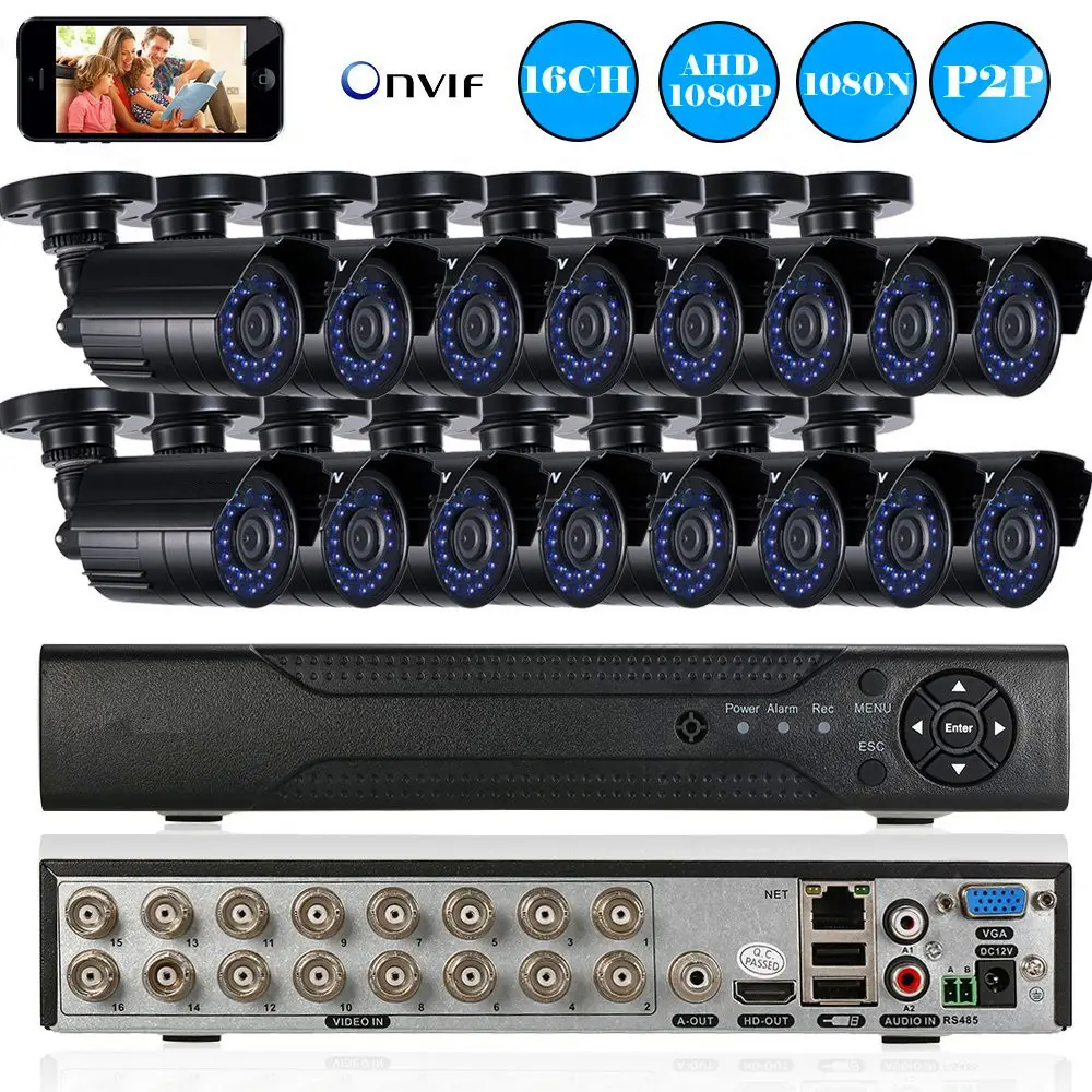 Surveillance Security System 16 Channel Standalone H.264 DVR 16pcs CCTV Day/Night Camera