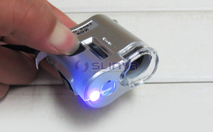 Loupe de bijoutier Mini de poche portative, <span class=keywords><strong>Microscope</strong></span> de poche 30x 60x avec lumière LED