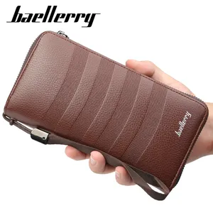  Marca Baellerry Cuoio Della Borsa Lunga Della Chiusura Lampo Maschio Frizione Del Raccoglitore Del Mens della Carta Dei Soldi Del Raccoglitore Degli Uomini di Sacchetto Del Telefono Mobile