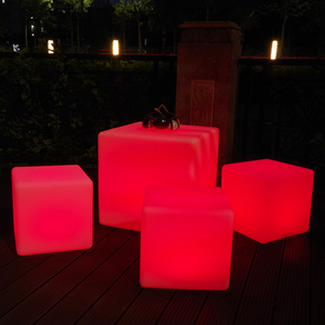 Tabouret de <span class=keywords><strong>bar</strong></span> moderne en plastique vieilli avec éclairage LED d'ambiance pour jardin, maison, hôtel, chambre, cuisine, salon - Product Image 3