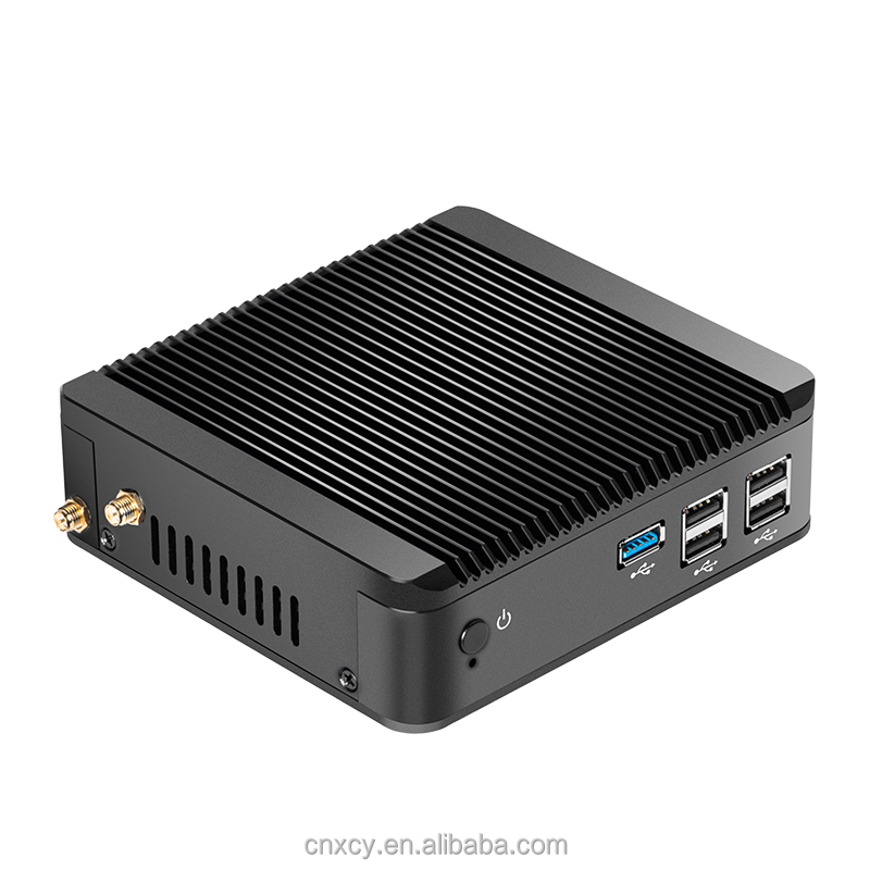 XCY дешевые мини настольных ПК Intel celeron J1900 barebone системы безвентиляторный промышленный панель