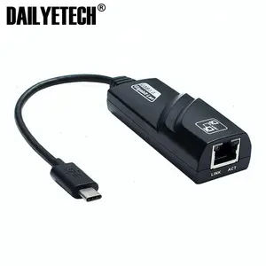 USB 3.1 نوع C منفذ 10/100/1000 جيجابت RJ45 شبكة إيثرنت محلية محول 1000 مبس الأسود من dailyetech