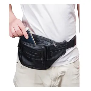 Oempromo Latest 7 Pockets Men Leather Waist Bag