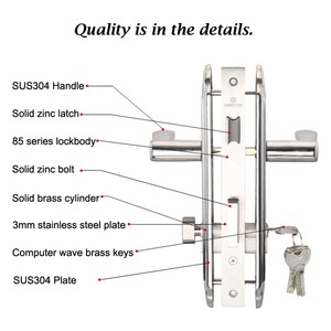 Design moderne serrure à levier tubulaire en acier inoxydable chambre intimité poignées de porte serrure sur <span class=keywords><strong>rosace</strong></span> ronde - Product Image 3