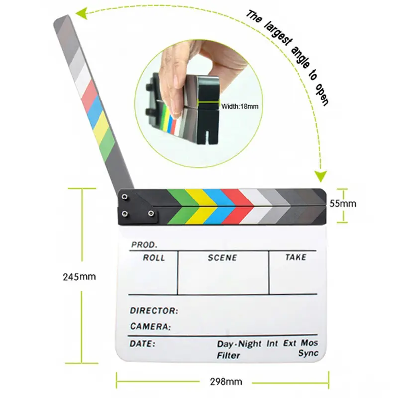 Neue bunte Clapper board Acryl Film Action Slate Clap Clapper Board hand gefertigt