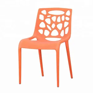 Silla de plástico ligera y naranja para la playa, sillón individual de fibra de plástico de polipropileno, ideal para comedor, disponible en varios colores