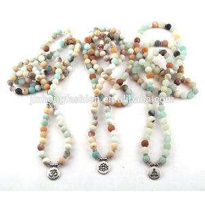 <span class=keywords><strong>Bracelet</strong></span> en pierre naturelle pour femmes, bouddha, <span class=keywords><strong>lotus</strong></span>, croix, cœur, OM, hommes, <span class=keywords><strong>bracelet</strong></span> en Amazonite mate, Yoga, collier Mala, 8mm, 108 - Product Image 5