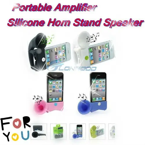 Amplificador portátil cuerno de silicona soporte de altavoz para el iphone 4& 4s, 3gs/3g