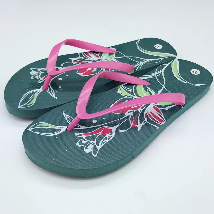 Chinelos de pvc para mulheres, sandália de borracha com impressão de flores personalizada, venda no atacado, 2020