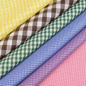 Twill Kẻ Sọc Cotton Gingham Kiểm Tra Vải Đồng Phục Học Sinh Áo Sơ Mi Chất Liệu Vải