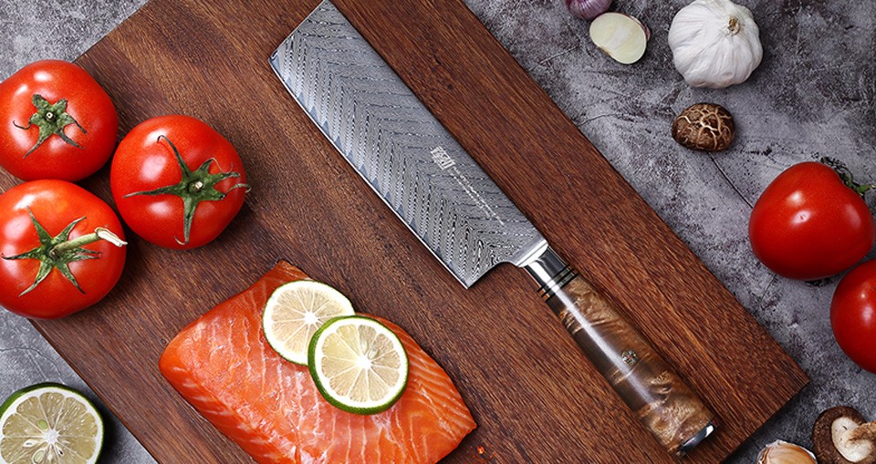 FINDKING AUS-10 Japanese Damascus Steel 7 inch Chef Nakiri Knife Sapele Wood Handle 67 Layers Butcher Cleaver Kitchen Knives