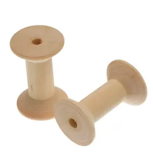 Empty Wooden Bobbin Spools For Thread Wire Natural Color Needlework Sewing Accessory