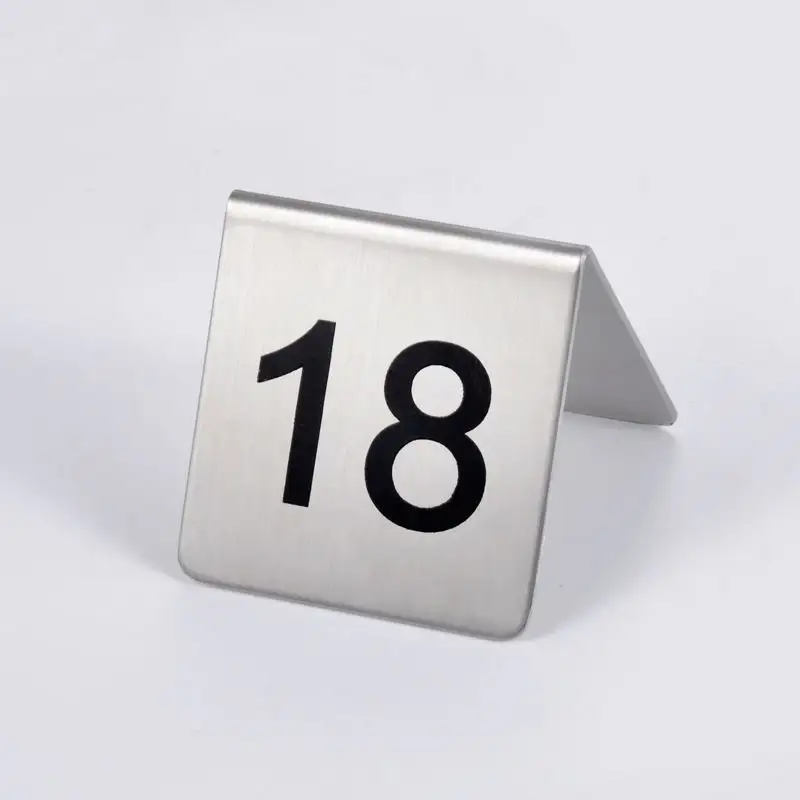 Stainless Steel Table Number Stand Desktop Countertop Metal Number Signage Restaurant Table Sign Standing