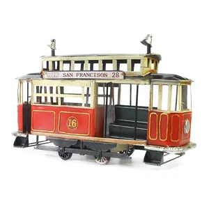 2022 Creative Metal Craft Iron Antique Decor Vintage Tram Model Toy Handmade Collection Car Home Decoration Kid Gift