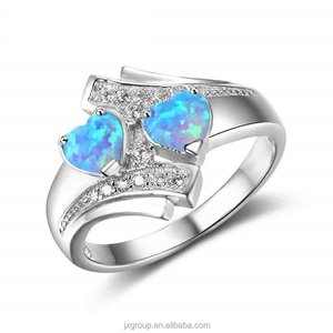Ópalo azul en forma de corazón joyería de plata esterlina mujeres boda anillo de compromiso - Product Image 4