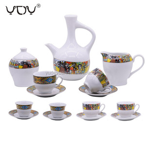 Vente en gros d'usine, design personnalisé turc et arabe, porcelaine fine carrée, 15 pièces, 17 pièces, tasse à café éthiopienne, art, reine de Saba, service à thé - Product Image 2