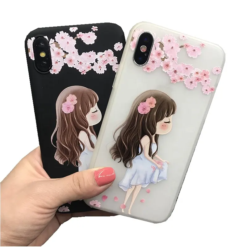 For iphoneX clear case custom girl design cute phone back cover for iphone case wholesale factory price