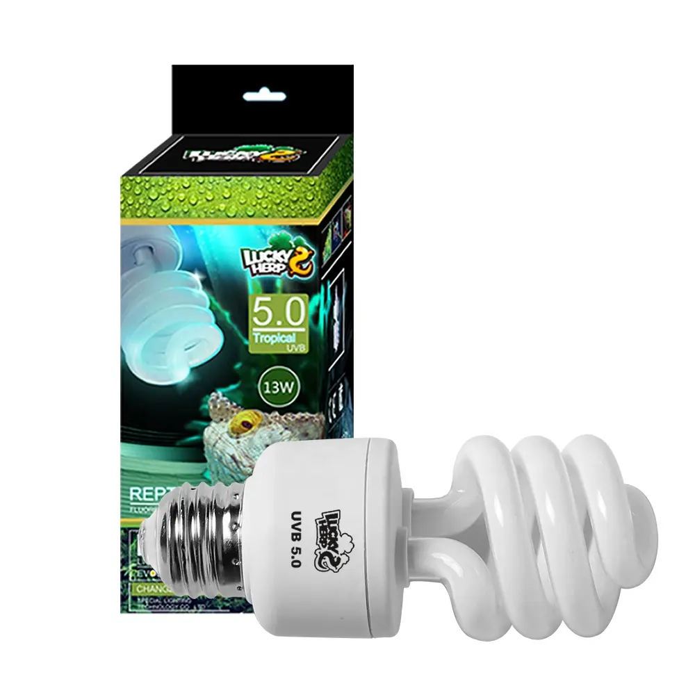 13W Reptile Bulb Tropical UVA UVB Light 2 Pack 5.0 UVB Reptile Light Compact Florescent Terrarium Bulb Suitable for Tropical