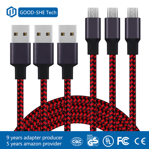 <span class=keywords><strong>Amazon</strong></span> Venta Caliente 5 V 2.4A de Nylon Trenzado <span class=keywords><strong>Micro</strong></span> <span class=keywords><strong>USB</strong></span> <span class=keywords><strong>Cable</strong></span> de Carga Hechos en China - Product Image 1