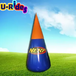 Cone gigante com logotipo personalizado, barreira de cone enorme azul de 10' H, campo inflável de bunker de paintball, ar condicionado, à venda