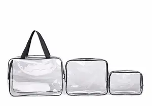 Trasparente in PVC da viaggio borsa per il trucco impermeabile e custodia cosmetica in feltro - Product Image 4