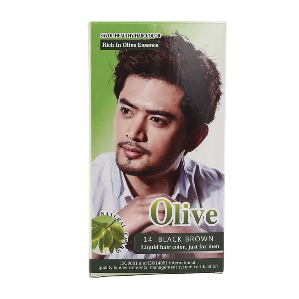 Healthy olive essence 30ml*2 black brown color liquid hair dye for men