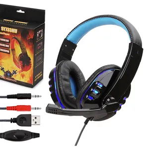 Headset Gaming Elektronik Headset Gaming Kustom Bersinar LED Pabrikan Tiongkok Ikat Kepala Earphone Komputer